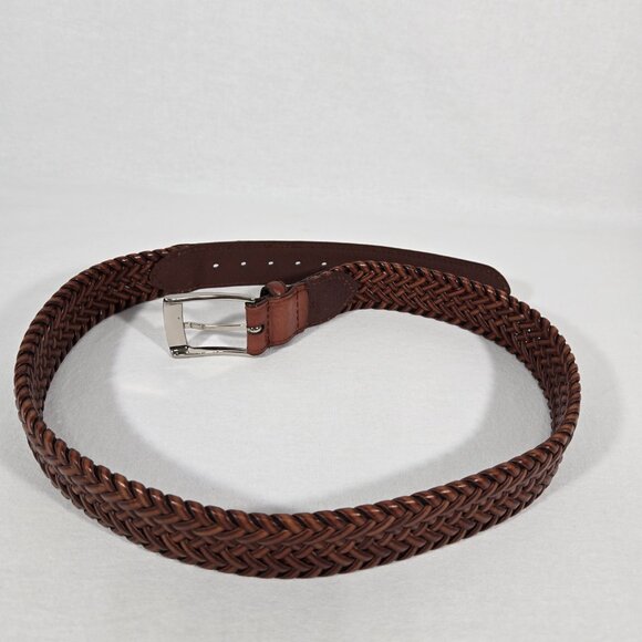 VINTAGE Hipster Western Genuine BROWN Leather Bonded Lacing BELT Men's Size 34. - Picture 6 of 17